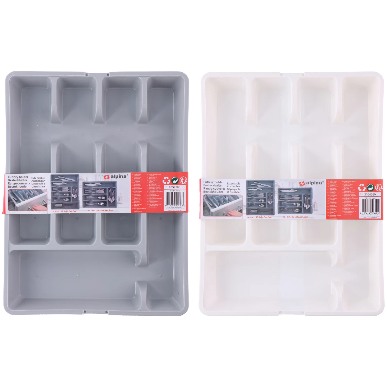 Alpina Bestekbak Uitschuifbaar 2 Assorti Wit Grijs 5 Alpina Bestekbak Uitschuifbaar 2 Assorti Wit Grijs - Afbeelding 5