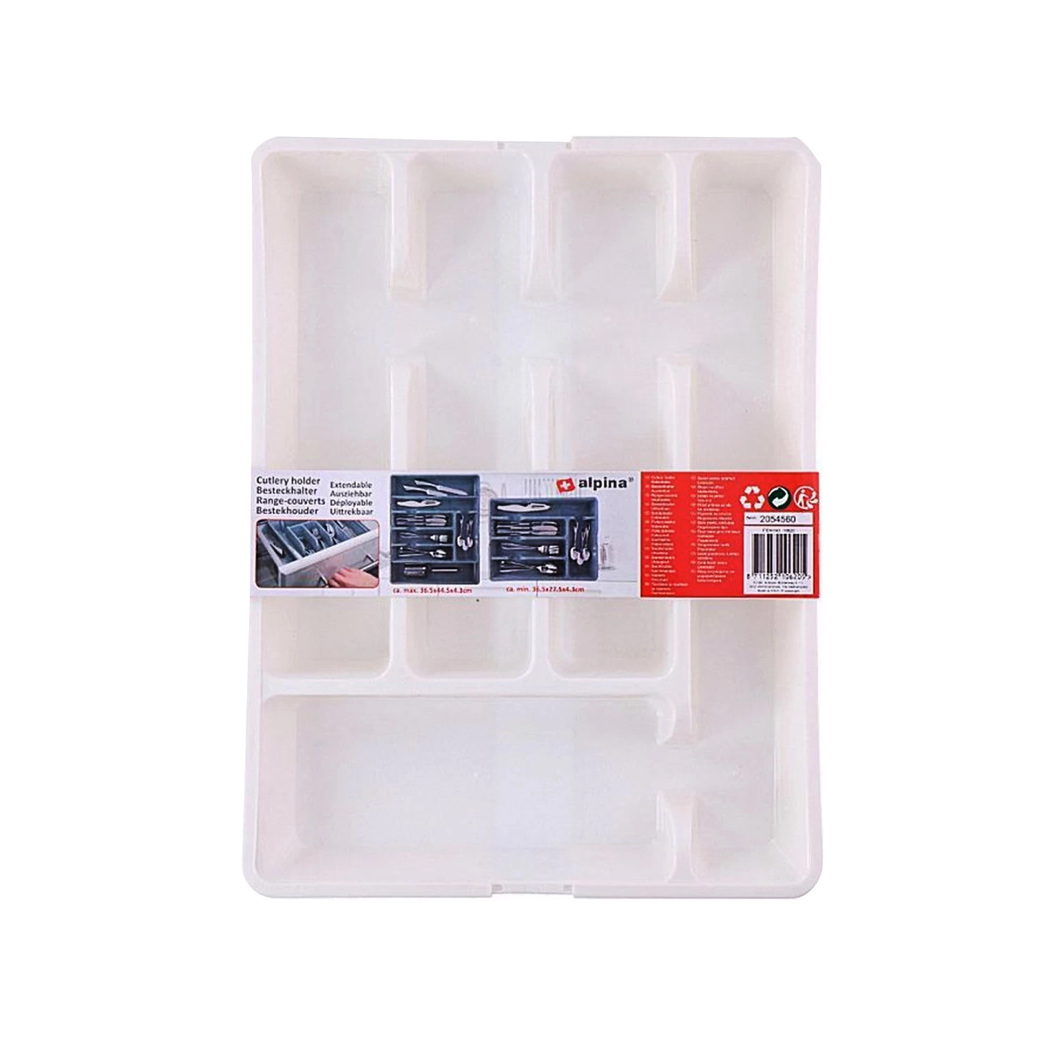 Alpina Bestekbak Uitschuifbaar 2 Assorti Wit Grijs 2 Alpina Bestekbak Uitschuifbaar 2 Assorti Wit Grijs - Afbeelding 2