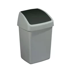 Sunware Delta Prullenbak Met Swingdeksel 10 L Zilvergrijs