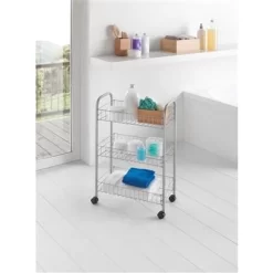 Metaltex Opbergtrolley Lugano Op WieltjesGrijs 3 Metal Manden 41x23x63 Cm -NL-Huis & Thuis 101 1038 3 1 1