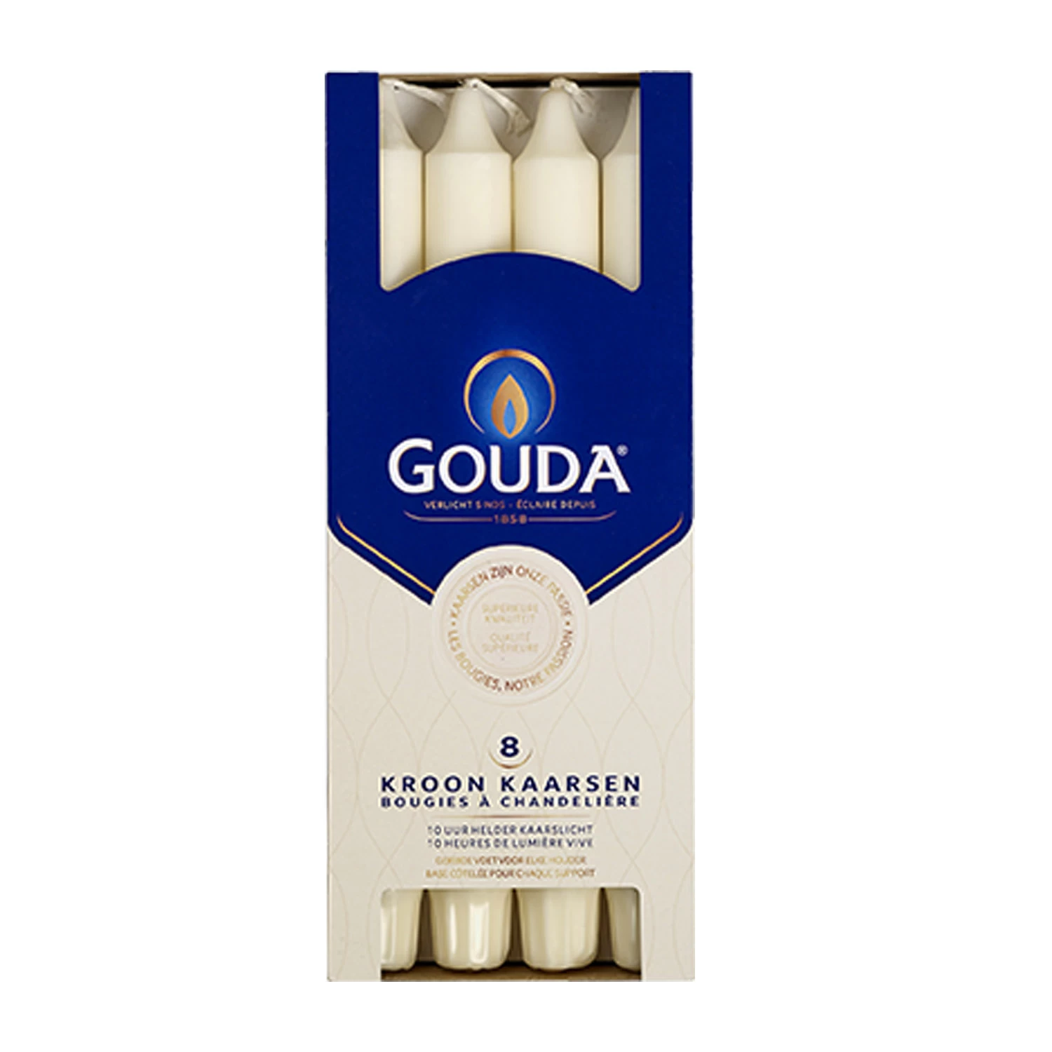 Gouda Kroonkaarsen 8 Stuks Ivoor 2 Gouda Kroonkaarsen 8 Stuks Ivoor - Afbeelding 2