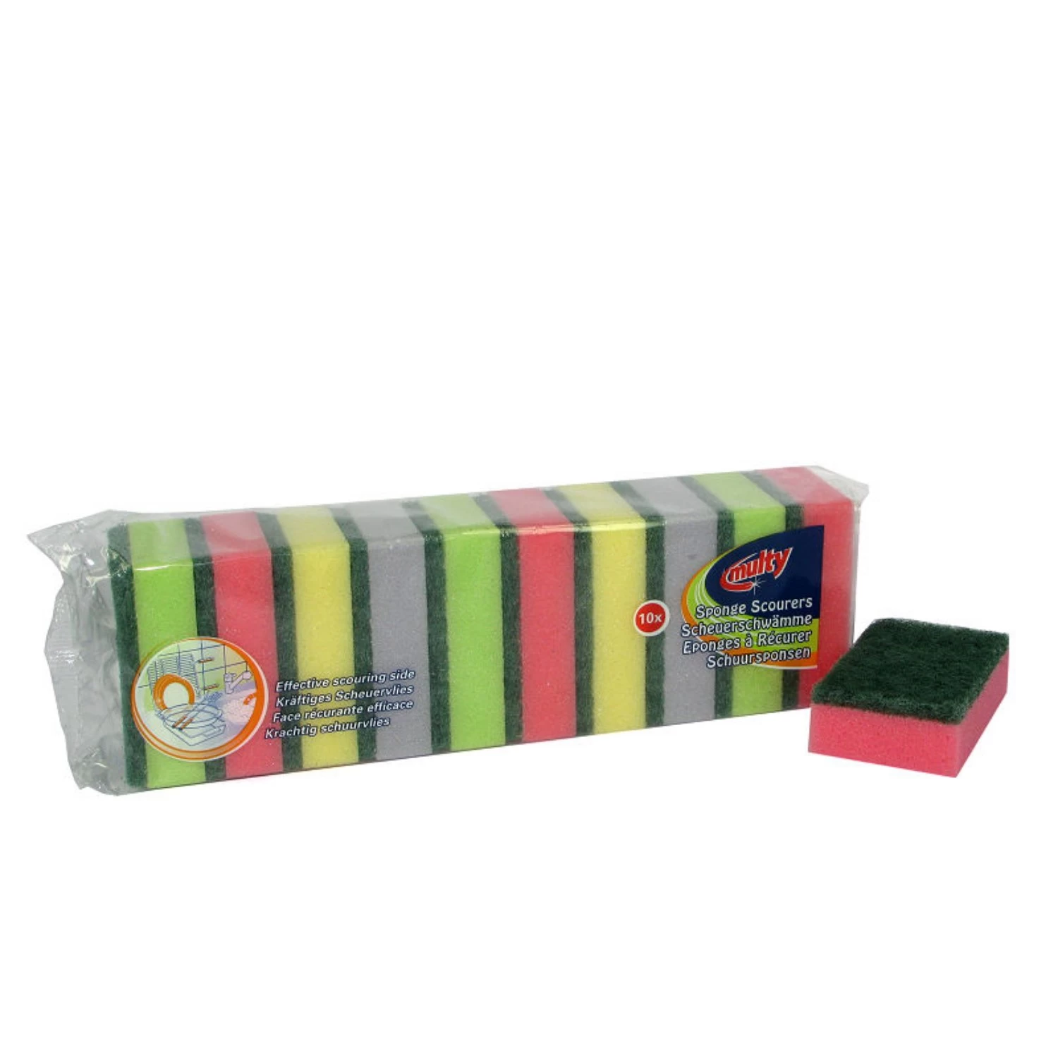 Multy Schuursponsen Vlak Hard 10 Stuks 2 Multy Schuursponsen Vlak Hard 10 Stuks - Afbeelding 2