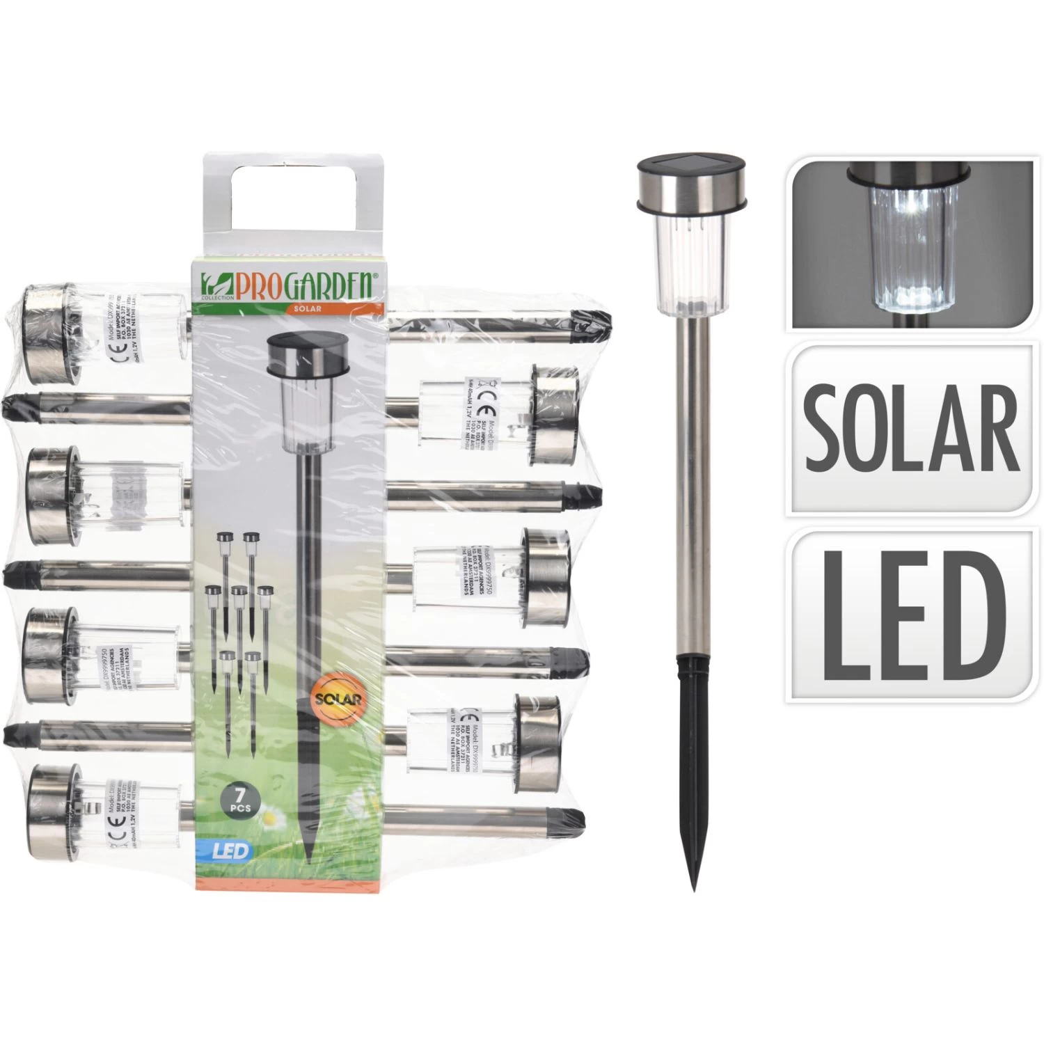 Pro Garden Set Van 7 RVS Solarlampen 3 Pro Garden Set Van 7 RVS Solarlampen - Afbeelding 3