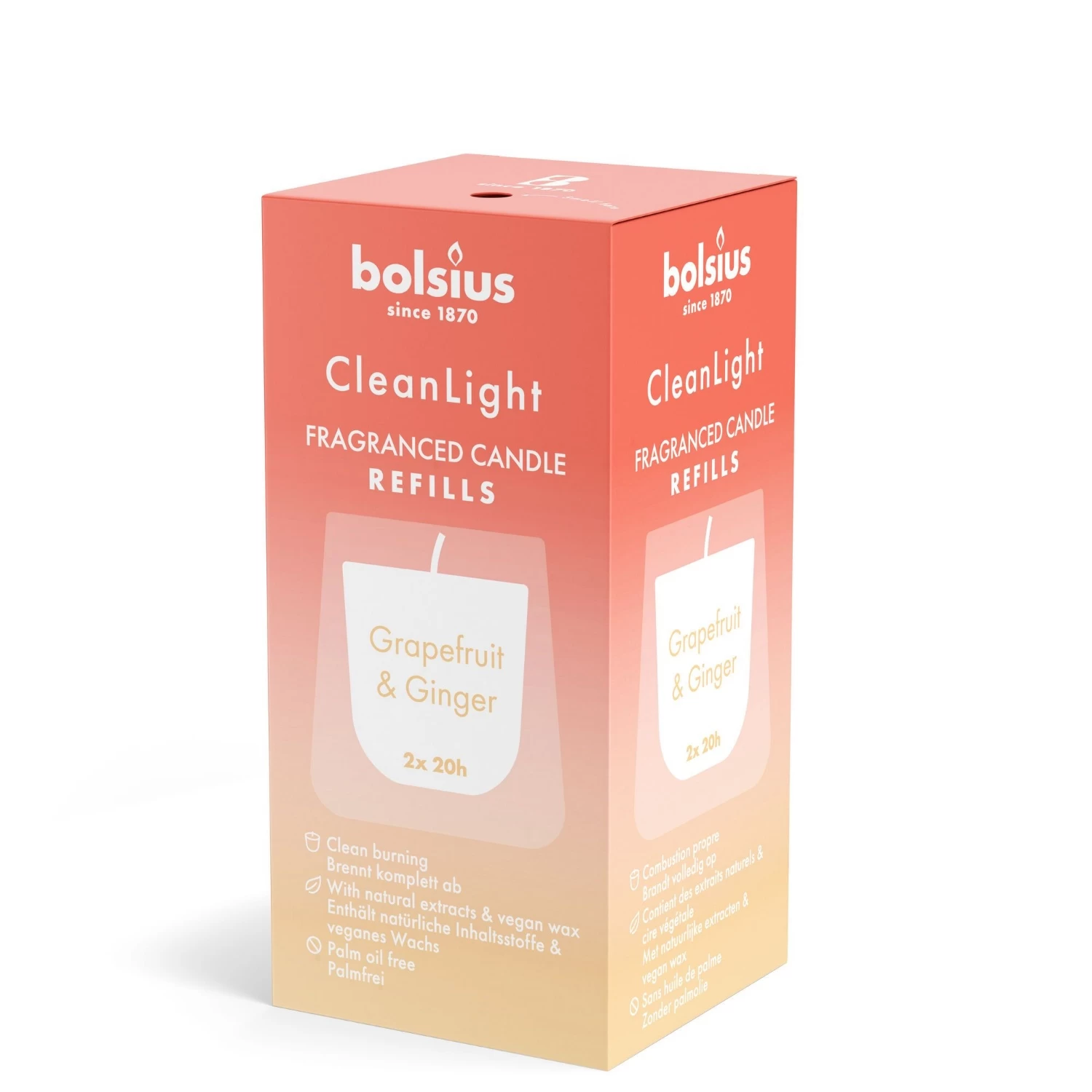 Bolsius Navulling Clean Light Pack 2 Grapefruit / Ginger 1 Bolsius Navulling Clean Light Pack 2 Grapefruit / Ginger