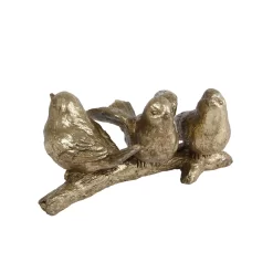 Sculptuur Vogels Op Tak 3 Goud Polystone 14x7x7cm