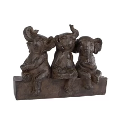 Sculptuur Three Elephants Bruin Polyst 25x11x18,5