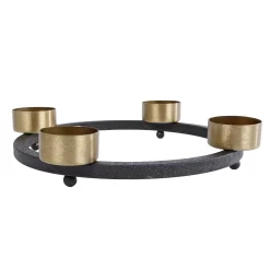 Theelichthouder Yono Zwart/goud Metaal 23x23x5cm