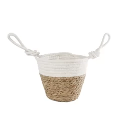 Mand Blois S Naturel Riet/creme Katoen Pot 1518x12x29cm