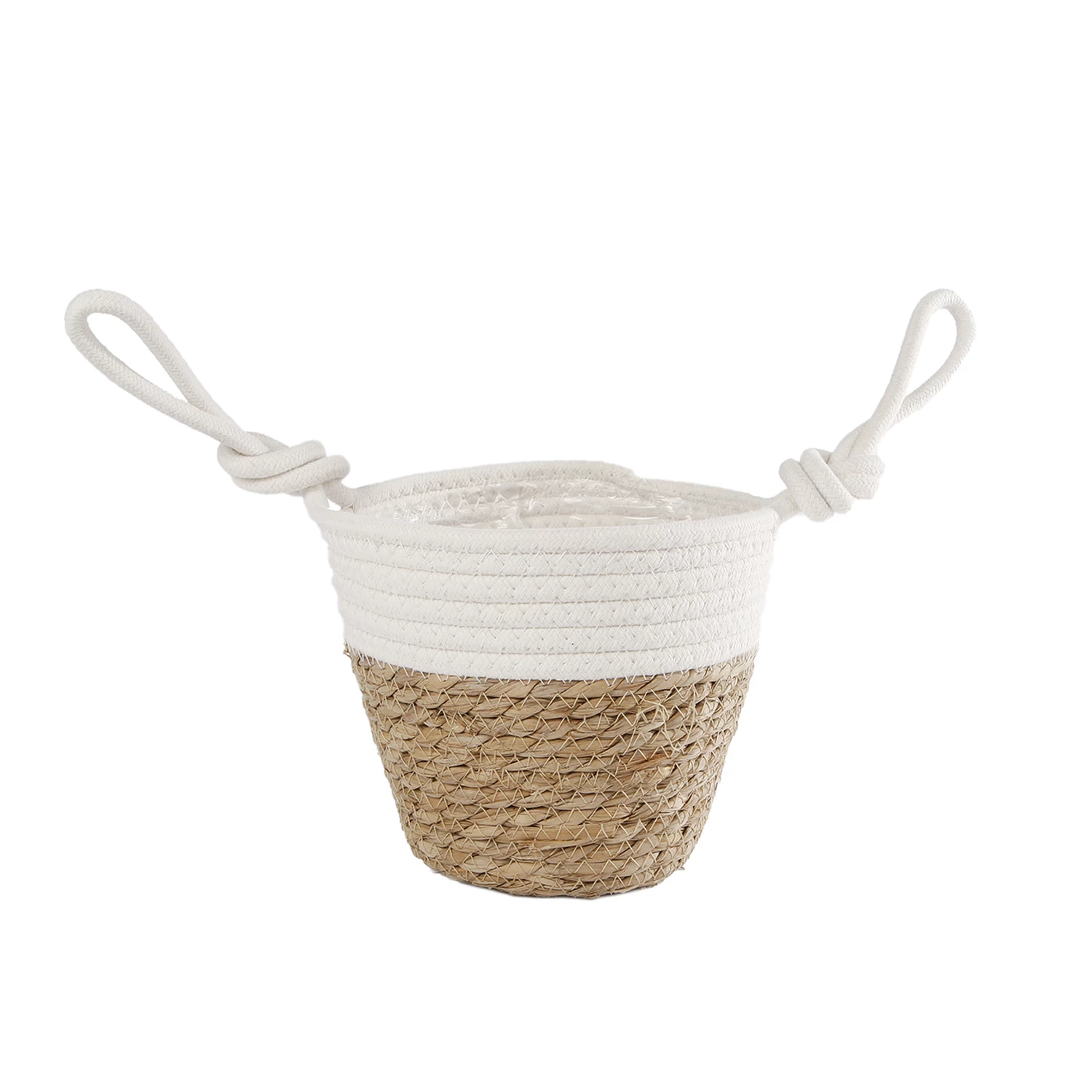 Mand Blois S Naturel Riet/creme Katoen Pot 1518x12x29cm 1 Mand Blois S Naturel Riet/creme Katoen Pot 1518x12x29cm
