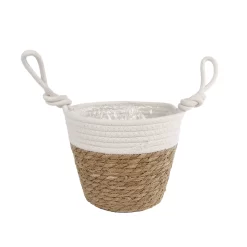 Mand Blois M Naturel/wit Riet Pot 17 20x14x30cm