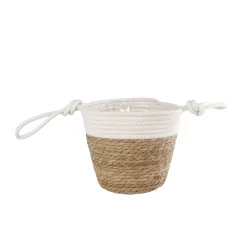 Mand Blois L Naturel/wit Riet Pot 21 23x17x35cm