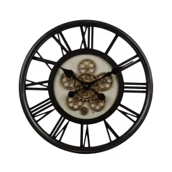 Radarklok 'open'-uurwerk/cijfers Antic Dia54,5x7cm Zwart