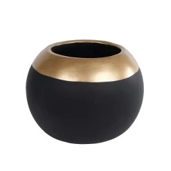 Bloempot Max S Zwart/goud Aardewerk 18,5x18,5x14,5