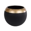 Bloempot Max L Zwart/goud Aardewerk 26,5x26,5x20,5