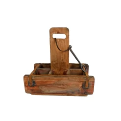 Kist Brickmould Met Handvat Naturel Hout En Giet- Ijzeren Opener 32x18x30 Cm