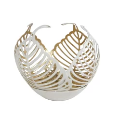 Theelichthouder Leaf Lina Crème/goud Metaal8,8x8,5x7cm