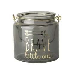 Gusta Waxinelichthouder 'be Brave Little One' 10 Cm Grijs