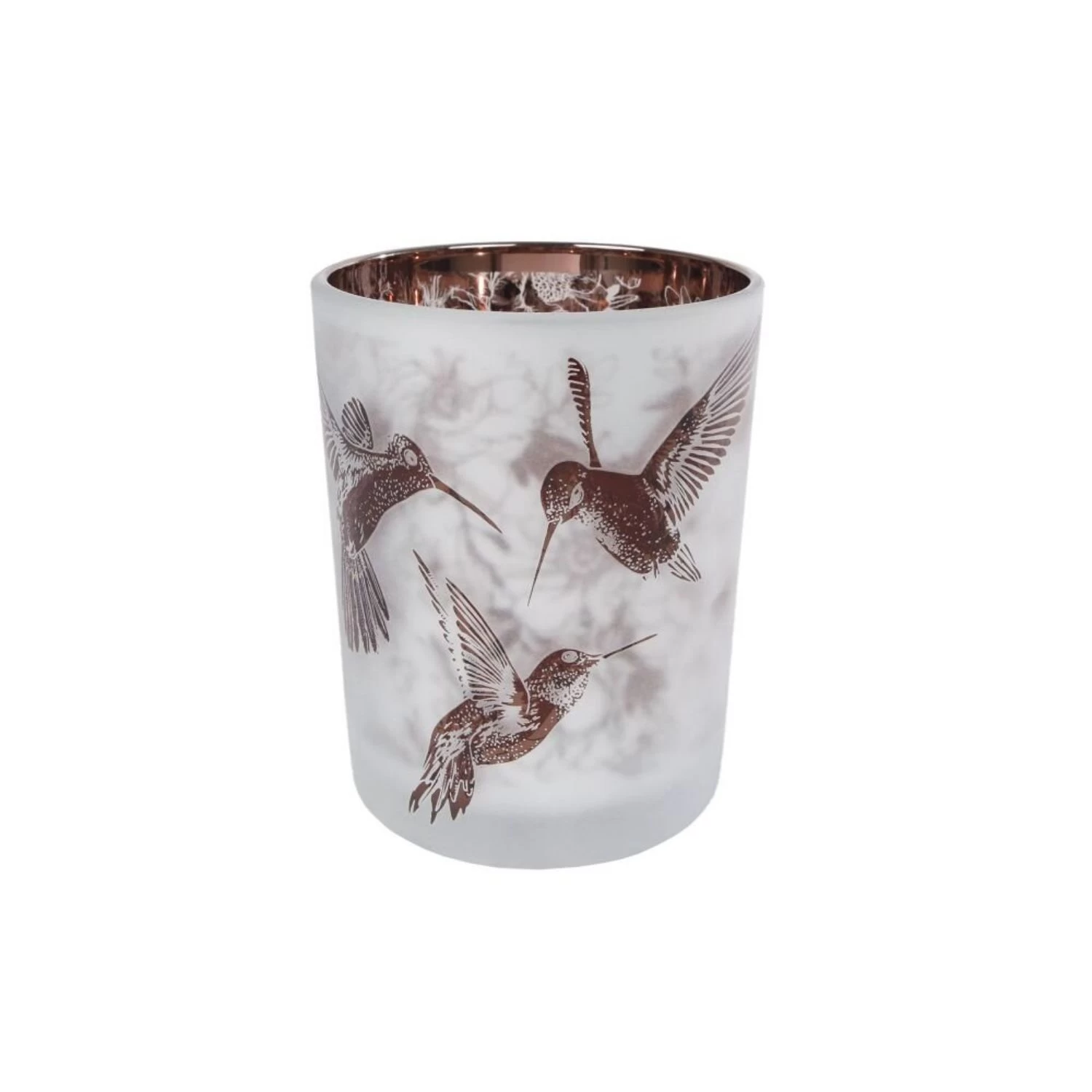 Theelichthouder Hummingbird L Wit/bruin Glas10x10x12,5cm 1 Theelichthouder Hummingbird L Wit/bruin Glas10x10x12,5cm