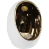 Theelichthouder Pim S Goud/wit Aardew 9,5x9,5 X12,5cm