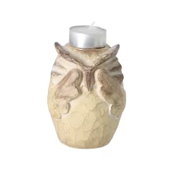 Theelichthouder Owl Harry Crème/bruin Polystone9x8,5x11cm