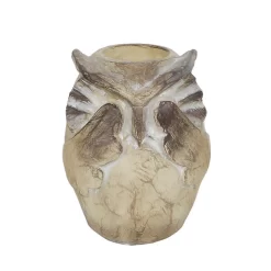 Theelichthouder Owl Harry Crème/bruin Polystone9x8,5x11cm -NL-Huis & Thuis 161 5552 4 1