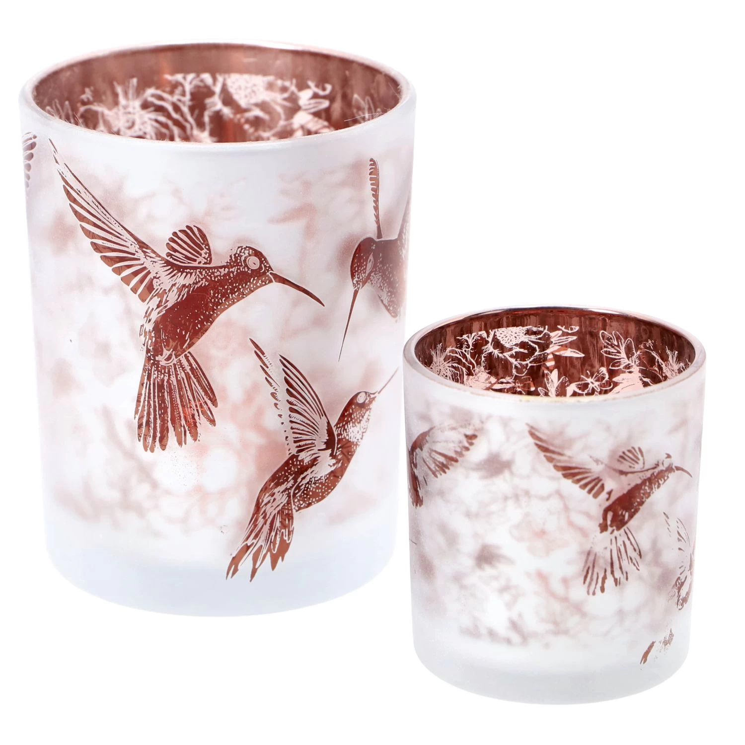 Theelichthouder Hummingbird L Wit/bruin Glas10x10x12,5cm 4 Theelichthouder Hummingbird L Wit/bruin Glas10x10x12,5cm - Afbeelding 4