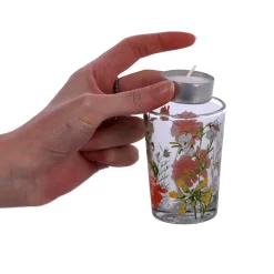 Theelichthouder Flowers Helder/gemixte Kleurenglas 6x6x9cm -NL-Huis & Thuis 3b47acd88b14ccf79316f0ad9ac7f3e9