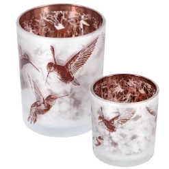 Theelichthouder Hummingbird S Wit/bruin Glas7,5x7,5x8cm -NL-Huis & Thuis 485b223da516761513cdea2347e6091d