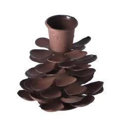 Kandelaar Dennenappel Donker Roest Metaal 6x6x8cm