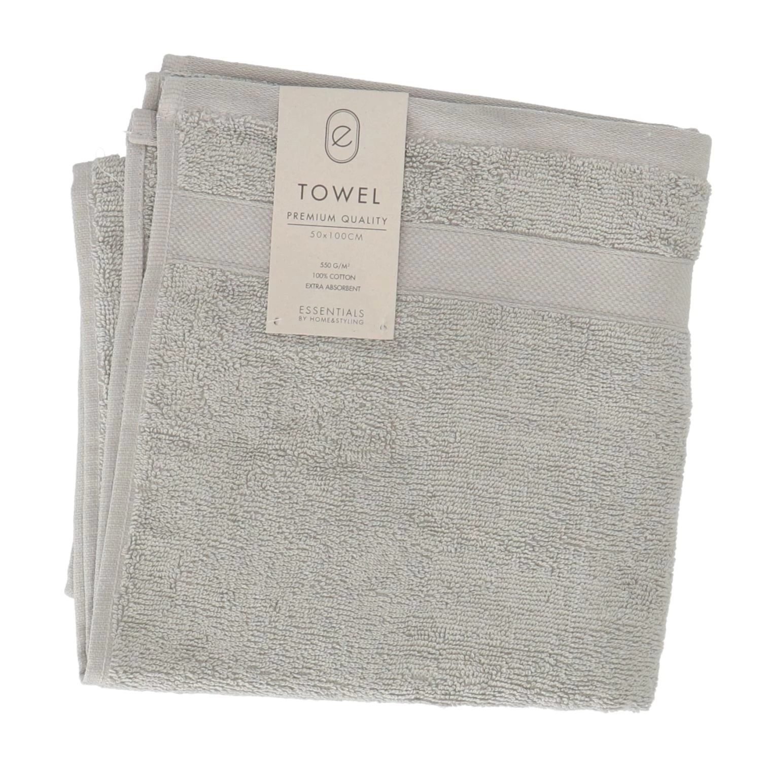 Handdoek 50x100 Cm Licht Grijs 2 Handdoek 50x100 Cm Licht Grijs - Afbeelding 2